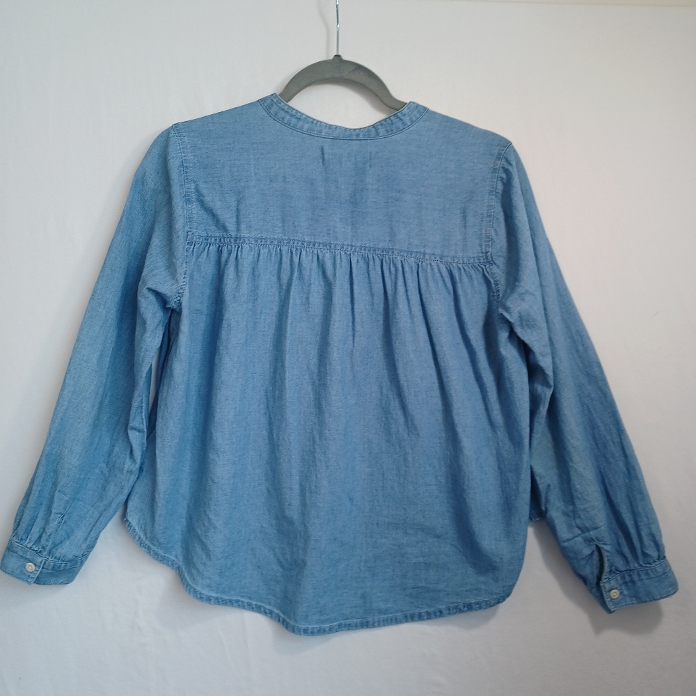 Madewell Chambray Denim Shirt Blouse Emmie Blue Wash Womens Small - Picture 7 of 11